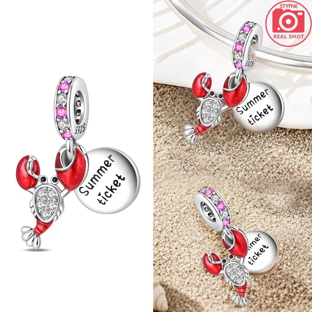 Шармы Голубой Краб Красный Лобстер Оригинальные Медные Шармы Бусины Подвеска Для Женщин Изысканные DIY Браслеты Ювелирные Изделия Подарки