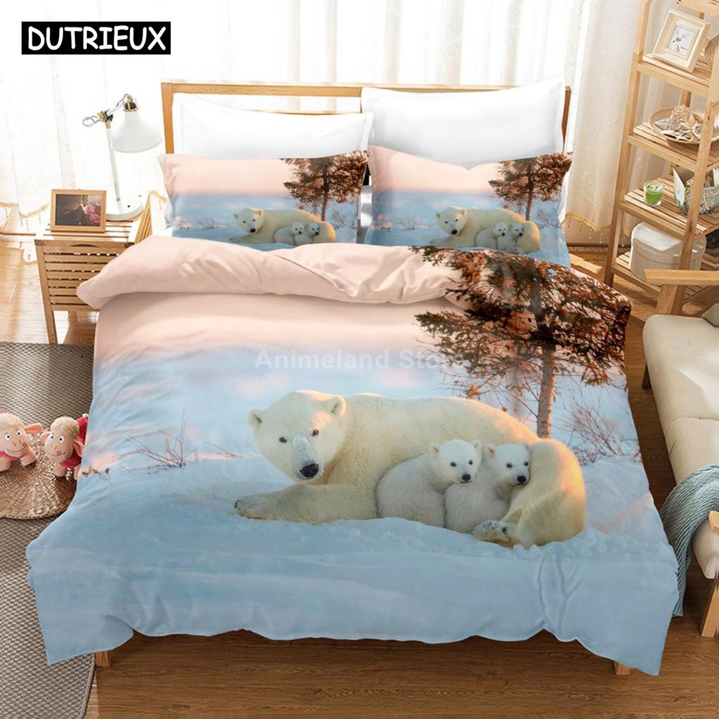 Polar Bear Bedding Set Animal Lovely Quilt Duvet Cover Sets Home Decor Bed Twin Single Queen King Size Fashion Scenery Kawaii