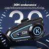 C20 Мотоциклетный шлем гарнитура стерео Bluetooth Hands Free Звонок IPX6 Водонепроницаемый 1200mAh с трехцветной подсветкой