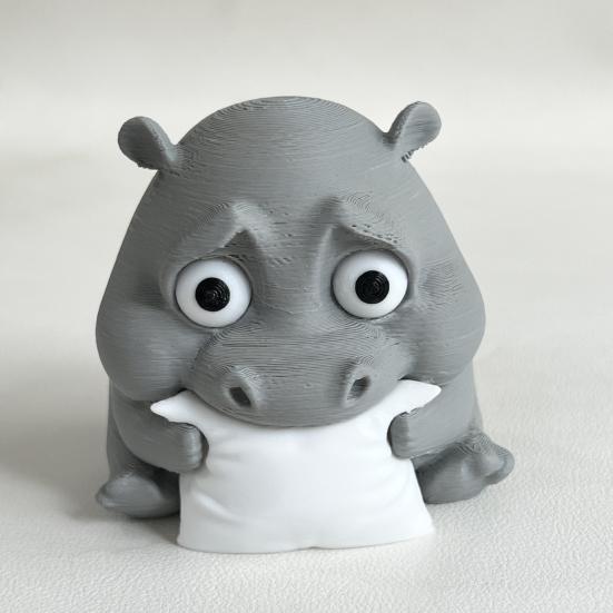 Грустный малыш бегемот 3D печатный бегемот орнамент миниатюрная фигурка бегемота настольное коллекционное украшение бегемота для домашнего офиса
