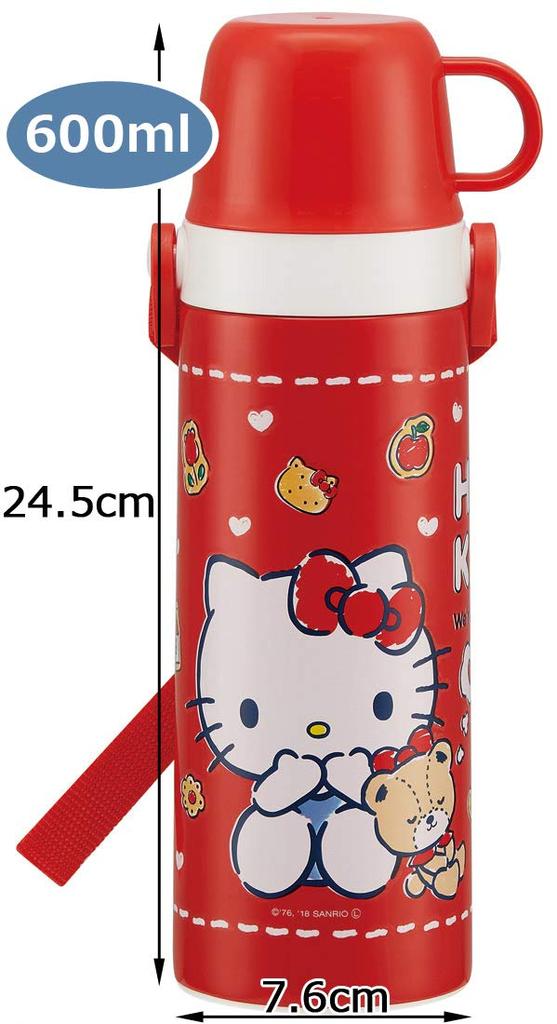 Skater Mug Bottle 2WAY with Cup Water Bottle Stainless Steel Bottle Hello Kitty Cookie Sanrio 600ml STGC6N