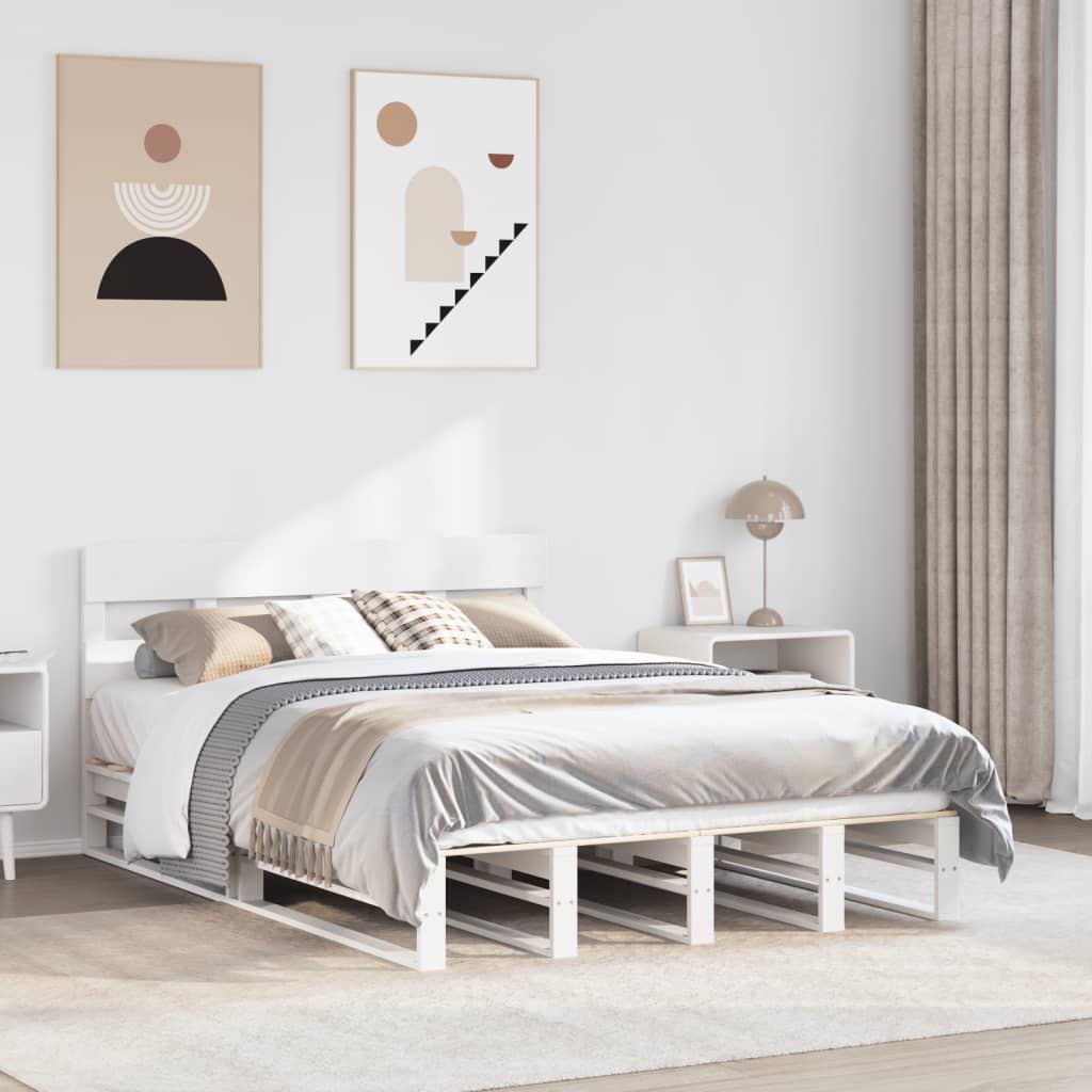 Solid Wood Bed without Mattress White 120x190 cm Pine Wood