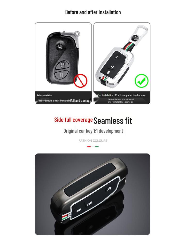 BYD Car Key Cover for F3, FO, E6, M6, G3, L3, Tang, S6, and S7 - Metal Shell Case and Buckle