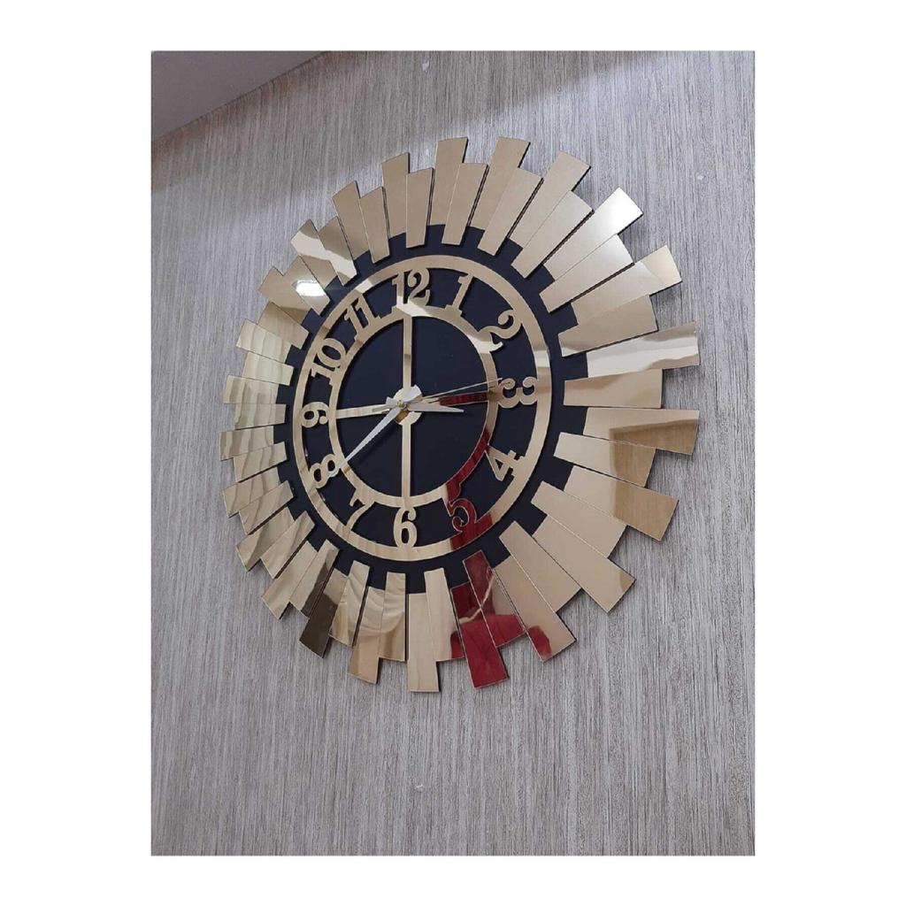 Современные рельефные декоративные настенные часы Роскошные золотисто-желтые солнечные часы Современные часы для домашнего офиса 50x50 см