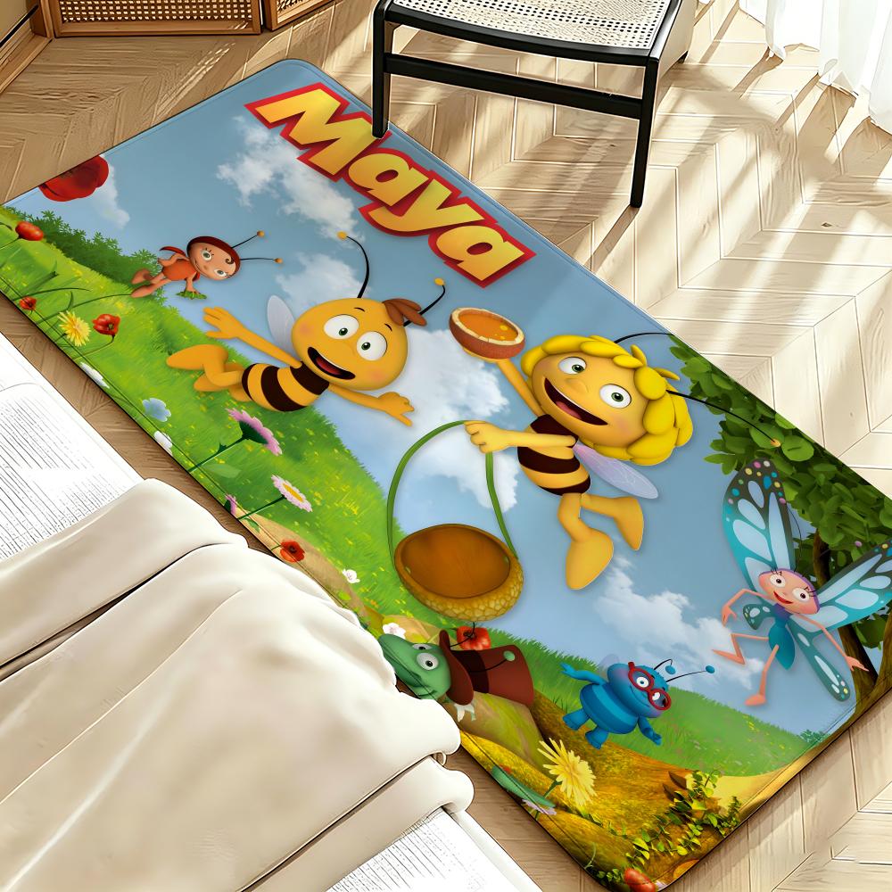 Cartoon M-Maya the B-Bee Floor Mat Soft Flannel Floor Mat Suitable for Entryways, Living Rooms, Bedrooms, and Bathrooms