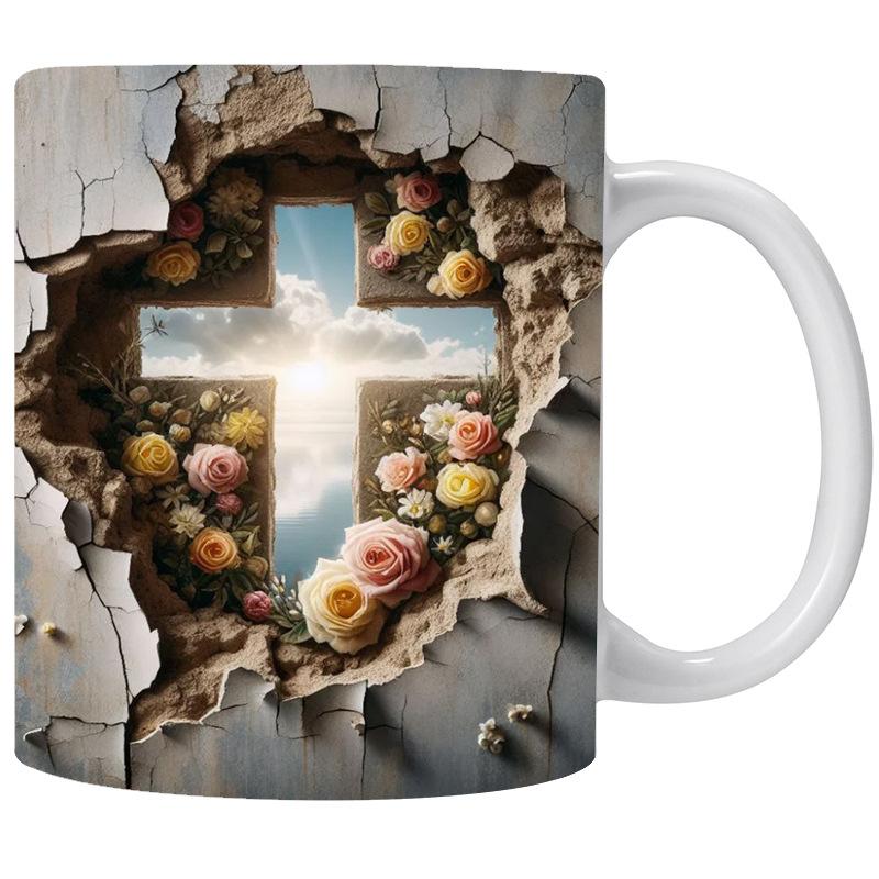 3D Cross Ceramic Coffee Mug Tea Mug New Hope Sunshine