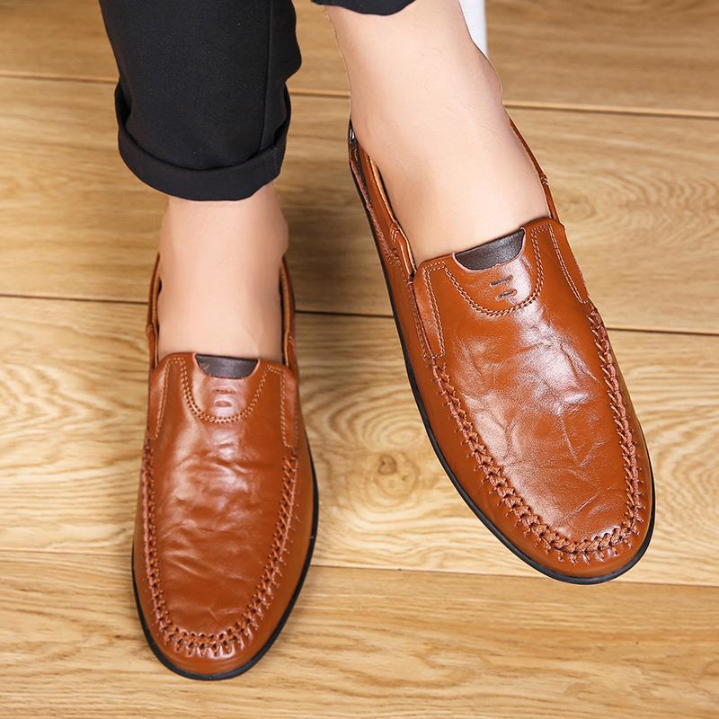 Повседневная обувь ручной работы. Мужские мокасины. Удобные кожаные туфли на плоской подошве. Мягкие кожаные лоферы38-47.