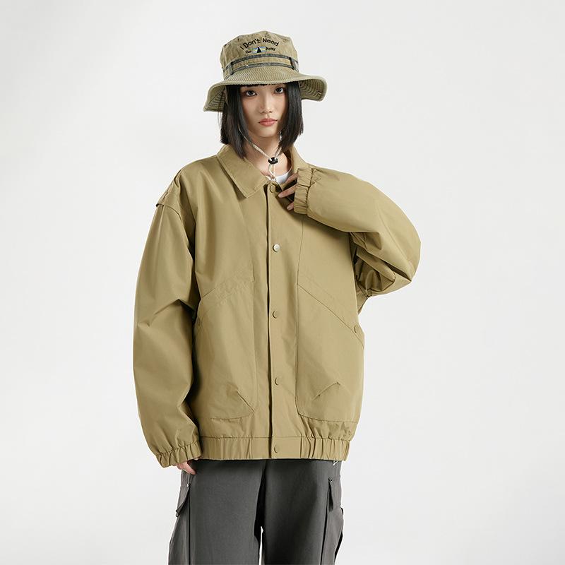 Spring and Autumn Jacket Lapel Baseball Jacket Men's and Women's Outdoor Casual