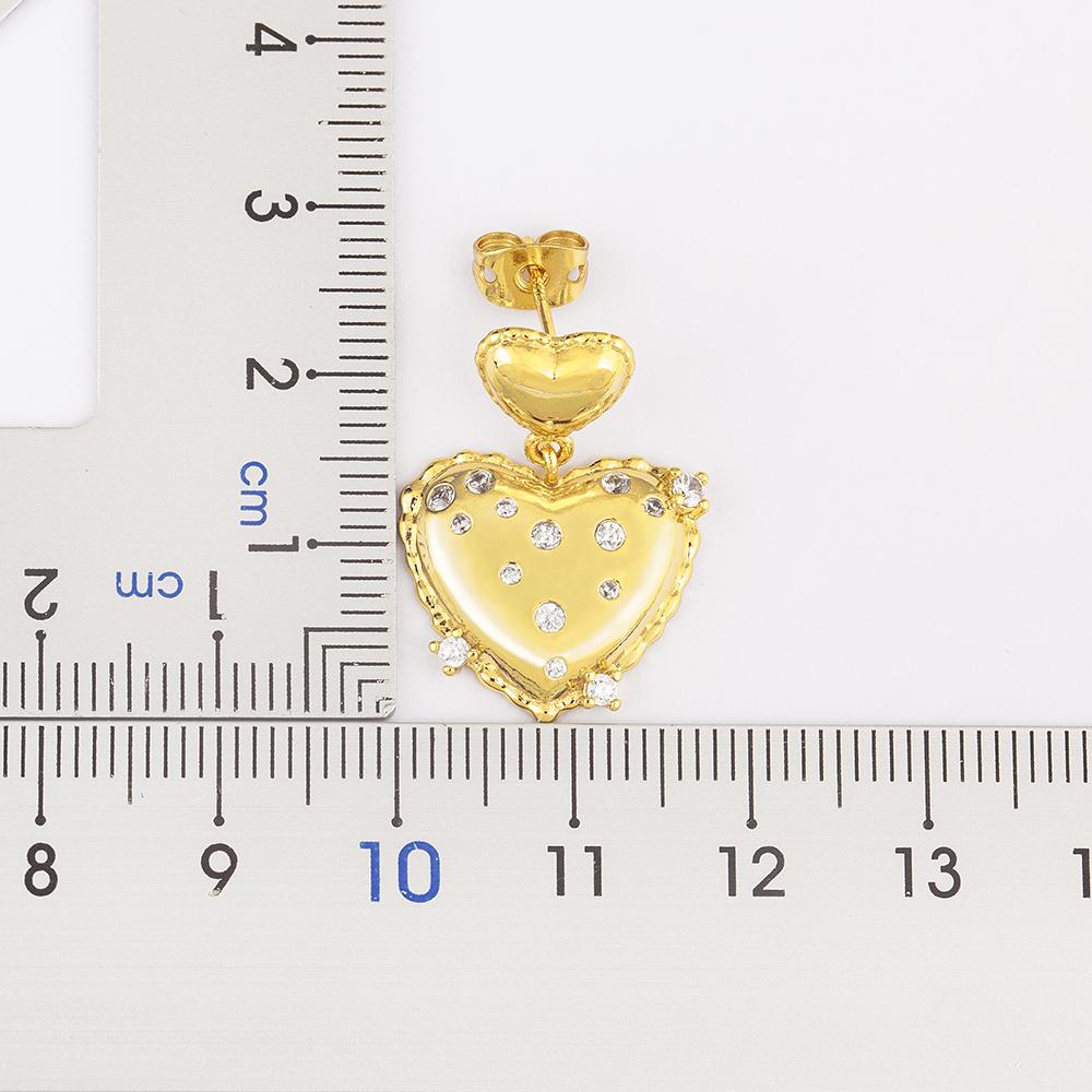 Nidin New Fashion Heart Dangle Earrings for Women Elegant Shiny Rhinestone Crystal Bride Wedding Ear Jewelry Accessories Gift