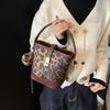 Hand Carry Fashion Bucket Bag Women'S Tide Foreign Style Shoulder Bag Leopard Print Contrasting Color Niche Design Women'S Bag