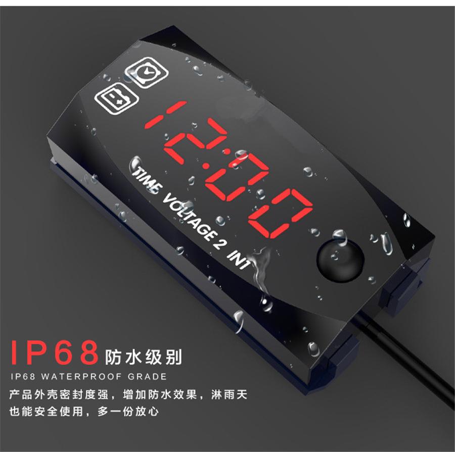 Universal Digital LED Display Voltmeter Voltage Time Clock 2 IN 1 Gauge Panel Meter For Car Motorcycle