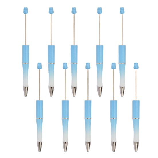 10 шт. ручек DIY с бусинами, с разноцветными бусинами и заправляемыми чернилами, шариковая ручка для плавного письма, креативная поделка для детей, забавные школьные принадлежности