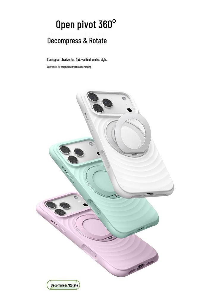 Силиконовый чехол Wave для iPhone 17 Pro Max с вращающимся магнитным держателем на 16 слотов - Защита от падений