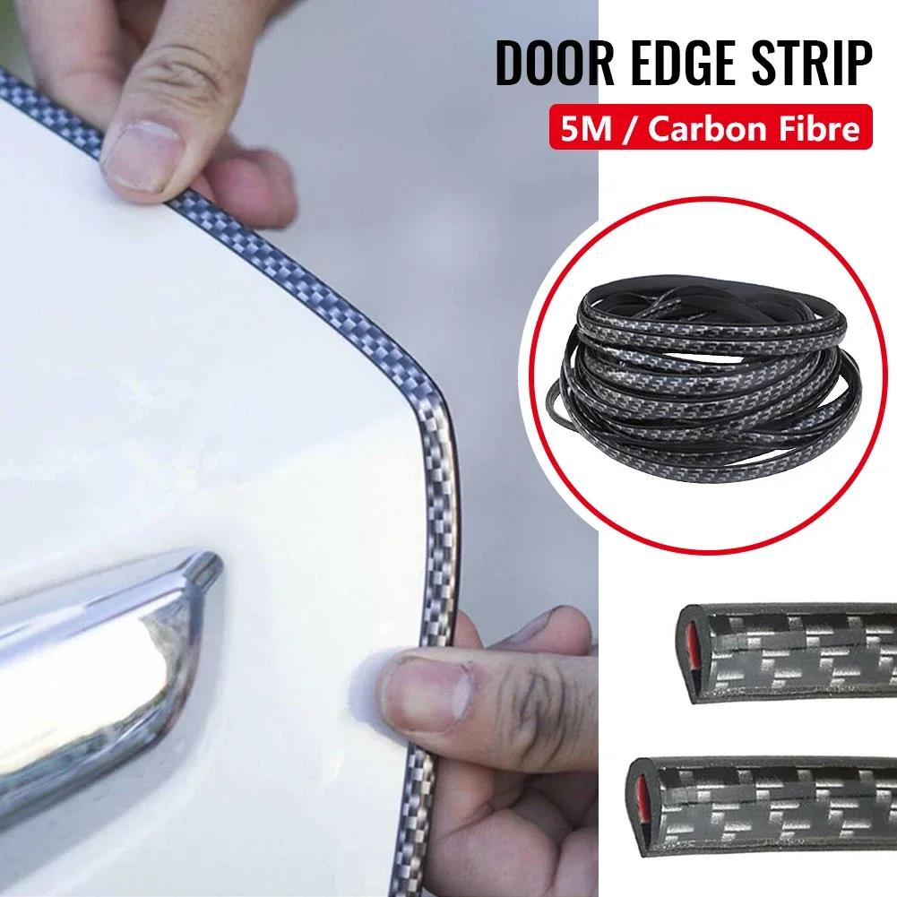 5M Carbon Fibre Car Door Edge Trim Molding Seal Scratch Protector Guard Strip Protector Interior Mirrors 6