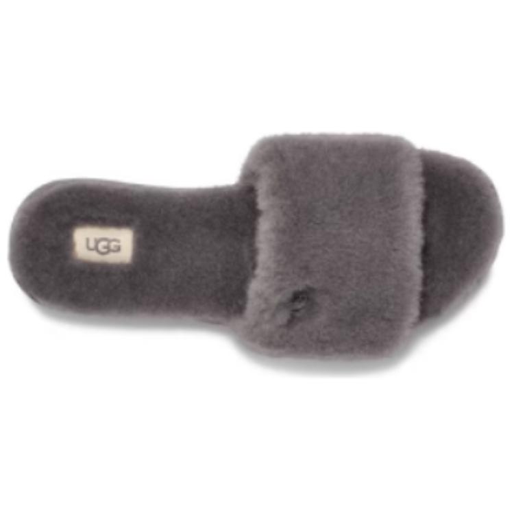 UGG Open Toe Flat Comfortable Odor Resistant Slide Sandals Women Sandals Charcoal 1100892-CHRC
