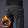 2024 Autumn And Winter New Style Checkered And Plush Thick Casual Pants Slim Fit Pants, Wear-Resistant Cotton And Linen Trousers For Men