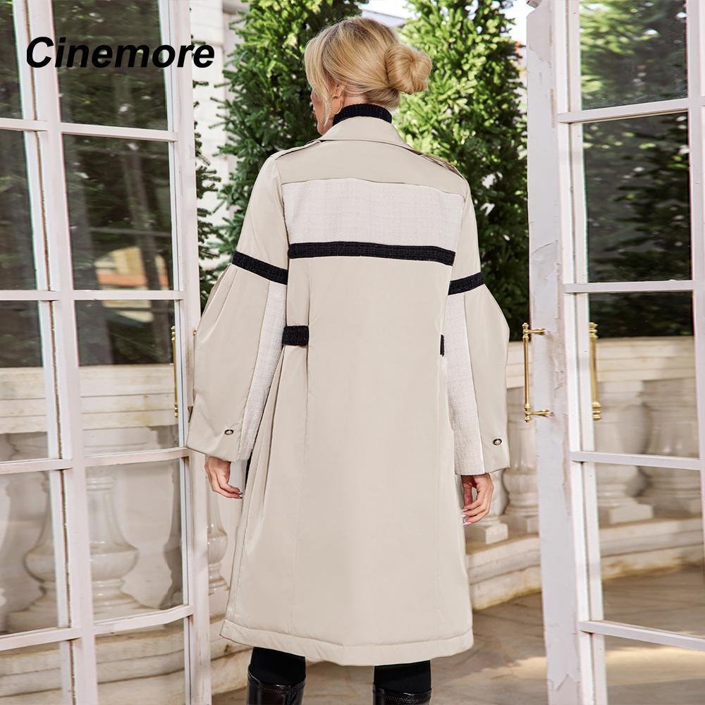 Cinemore Осенний плащ для женщин, длинная ветровка, куртка с двубортным лацканом и поясом, классическая повседневная женская TFD-517YG