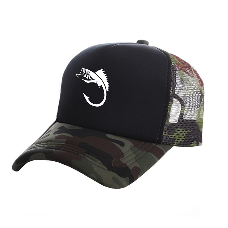 FisherUnisex Fish Hook Unisex Trucker Caps Unisex Cool Outdoor Style Fishing Hats Fashion Baseball Cap Summer Unisex Women Mesh Caps MZ