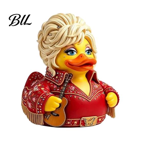 Sculptural Duck Statue for Desk Charming Novelty Ornament, Musical Theme with Guitar Ornaments Music Lovers Decor, Decorative Collectible Sculpture