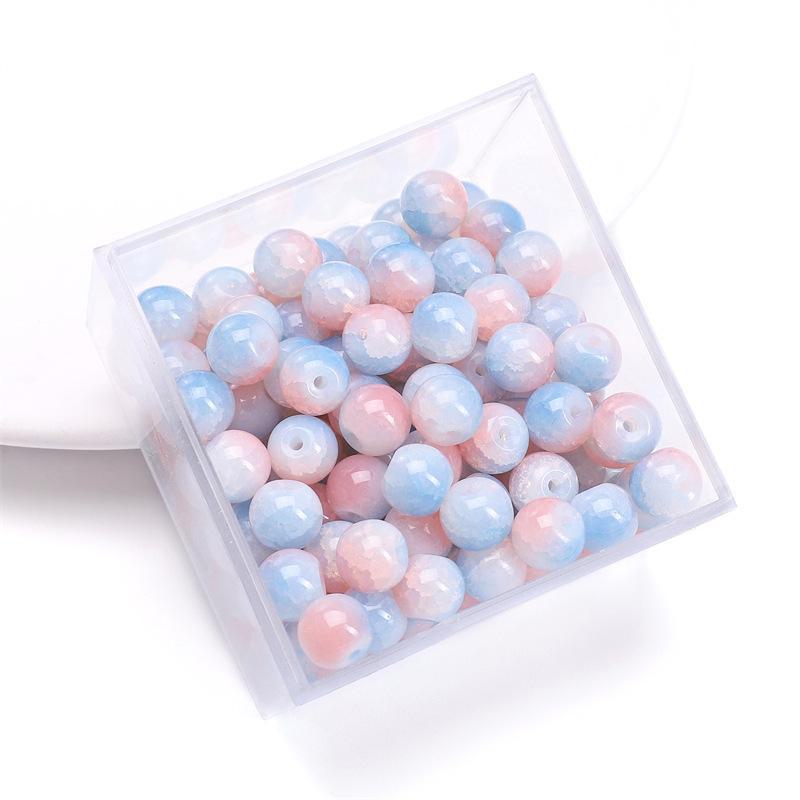 Комплект браслетов из бисера Summer Jelly Gold Glitter: Двойные стеклянные круглые бусины и полусахарные пузырчатые бусины