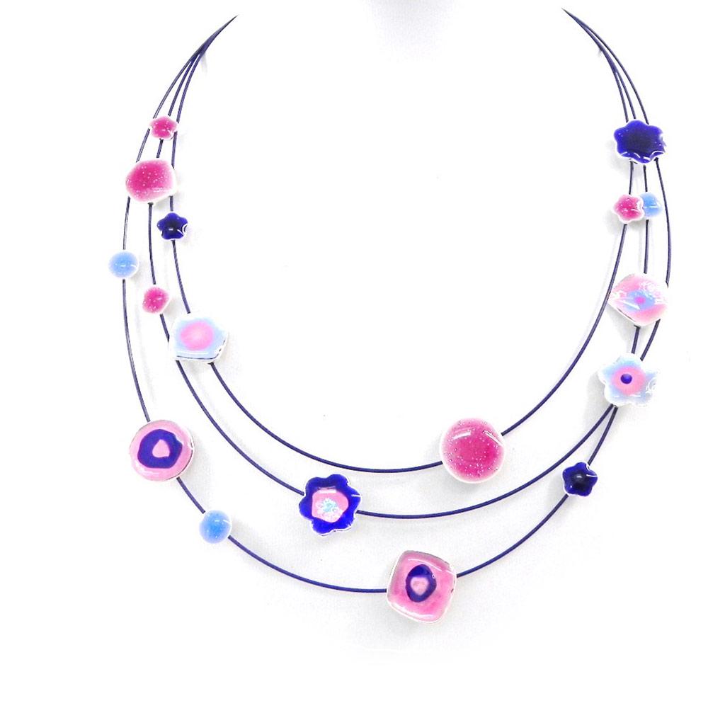 NOA [H9086] — Дизайнерское колье Les Acidulés сине-розового цвета.