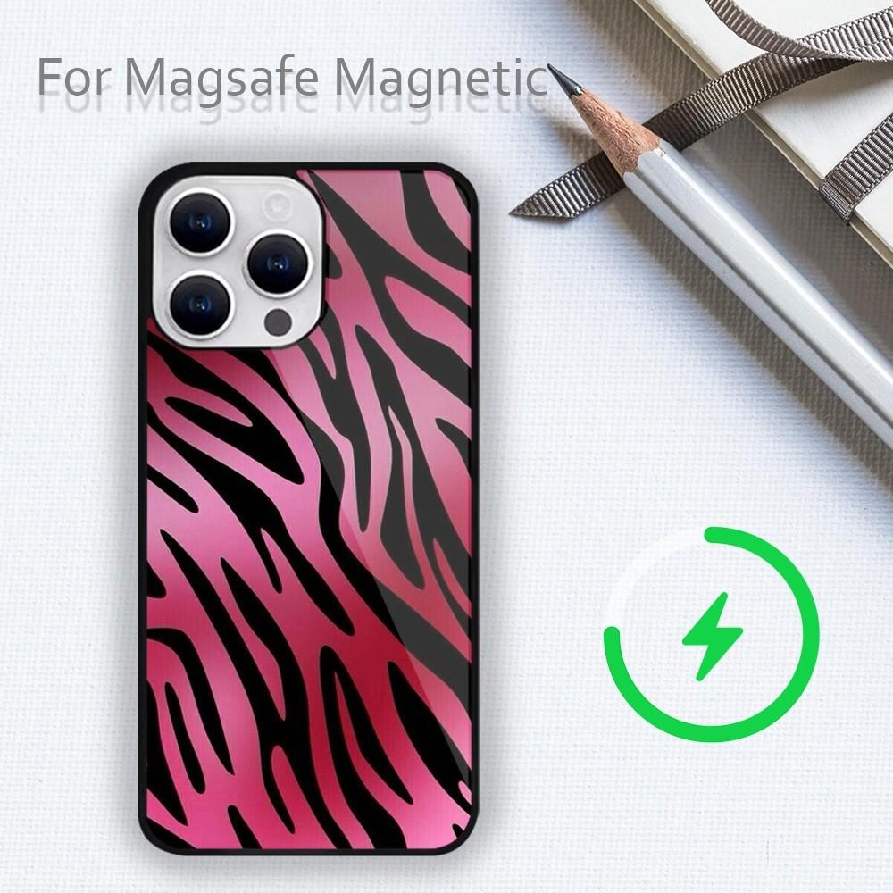 Модный чехол для телефона с решетчатым рисунком в полоску зебры для iPhone 15 14 13 12 11 Plus Pro Max Magsafe с магнитной беспроводной зарядкой