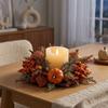 Rustic Faux Maple Leaf Candle Ring Fade Resistant Fall Harvest Wreath  Fall Festival Season