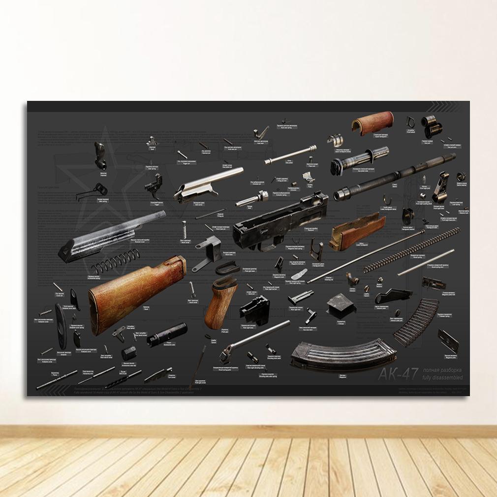 Chart Canvas Prints Modern Painting Posters Wall Art Pictures For Living Room Decoration No Frame AK47 RPG Pistol Russian Weapon