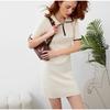 Elegant Women's Short Dress Turn-Down Collar Short Sleeve Zipper Casual Lady Dresses 2025 Spring Summer Fashion Female Dress