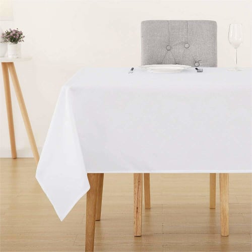 Sourcemall White Solid Cotton Tablecloth, Heat-Resistant, Rectangular, for Weddings, Parties, and Exhibitions (140x200cm)