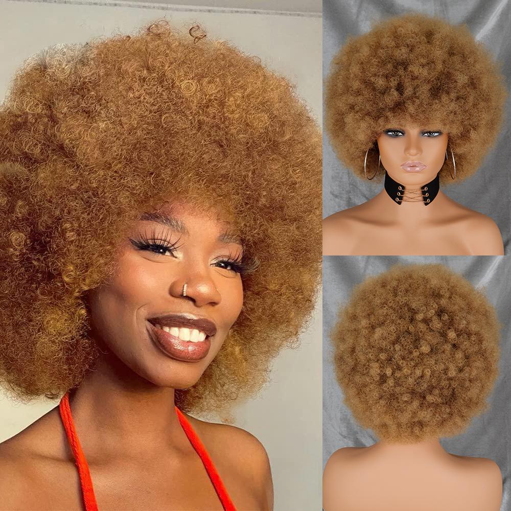 MISS WIG Короткий курчавый вьющийся парик, высокий пышный афро-парик, черный, коричневый, розовый, блондин, натуральный, омбре, синтетические волосы, парик для косплея