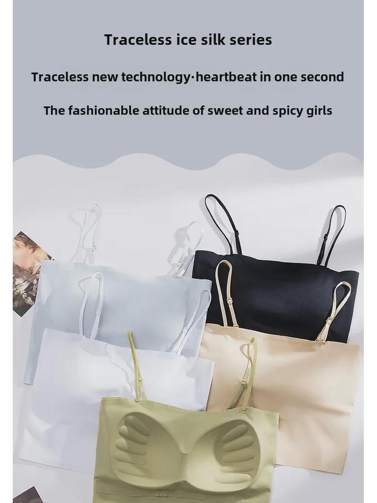 Seamless One-Shoulder Ice Silk Tube Top Camisole - Light Sports Style for Summer