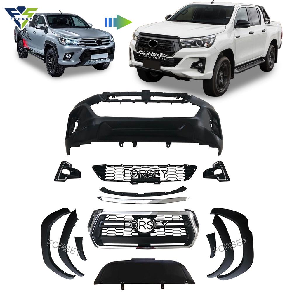 Fit for Hilux Rocco 2016+ Car Grille & Front Bumper Kit with Fender Flares & Underbody Protection