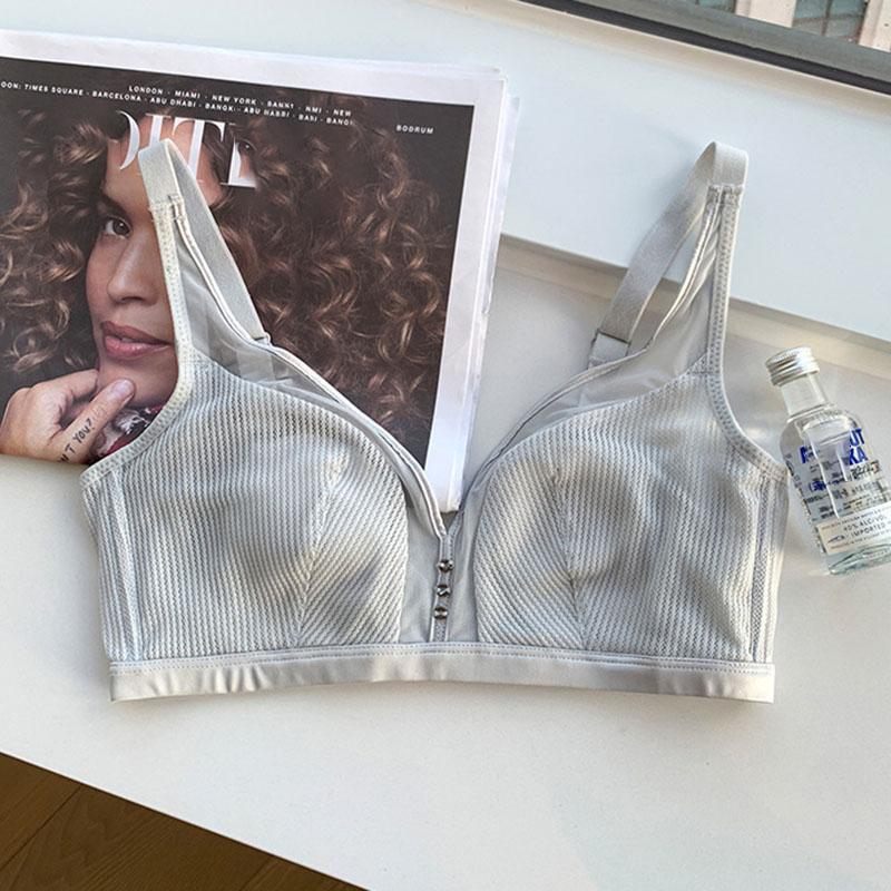 Сексуальный сетчатый бюстгальтер на косточках с чашечками в виде заячьих ушек, нижнее белье для женщин, тонкий дизайн против провисания, большая грудь и маленькое нижнее белье