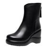 Fashion Size32-43 Genuine Leather Woman Ankle Boots Fashion Zip Ladies High Heel Plush Short Boots Winter Women's Platform Wedges Shoes