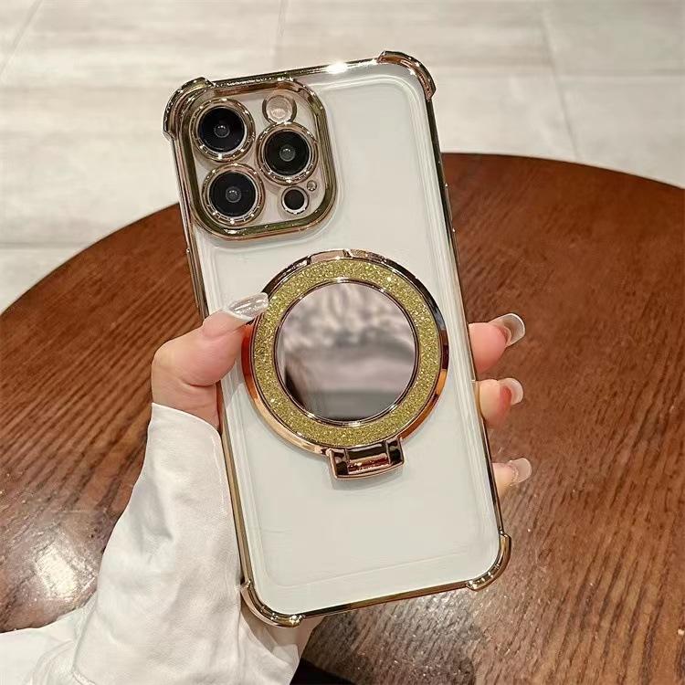 Подходит для чехла для мобильного телефона iPhone17/16 15promax с магнитной защелкой 16pro с держателем-зеркалом 1413 противоударный защитный чехол