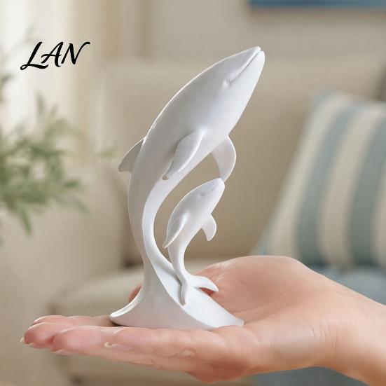 Modern Minimalist Home Accents 3D Printed Whale Ornaments, Mother And Child Figurines, Statue for Desktop Double Sculpture Office Decor Artistic