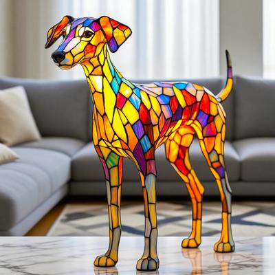 Настольная лампа Собака Витражный стиль Смола Борзая Ночник 3D Светодиод на животную тематику