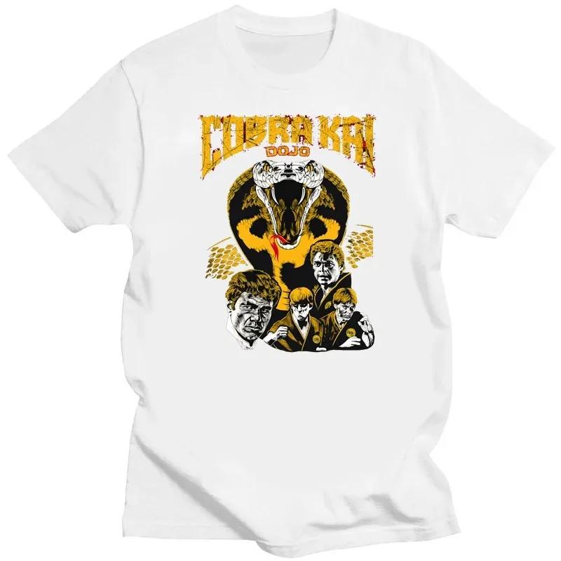 Винтажная футболка Cobra Kai Мужская футболка Уникальная футболка С коротким рукавом Малыш-каратист Ударь первым Ударь сильно Без пощады Топы Ropa Hombre