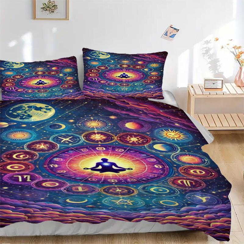 3pcs Cosmic Meditation Duvet Cover Set, Soft Comfortable Duvet Cover,Guest Room (1*Duvet Cover + 2*Pillowcase, Without Core) yy251104126