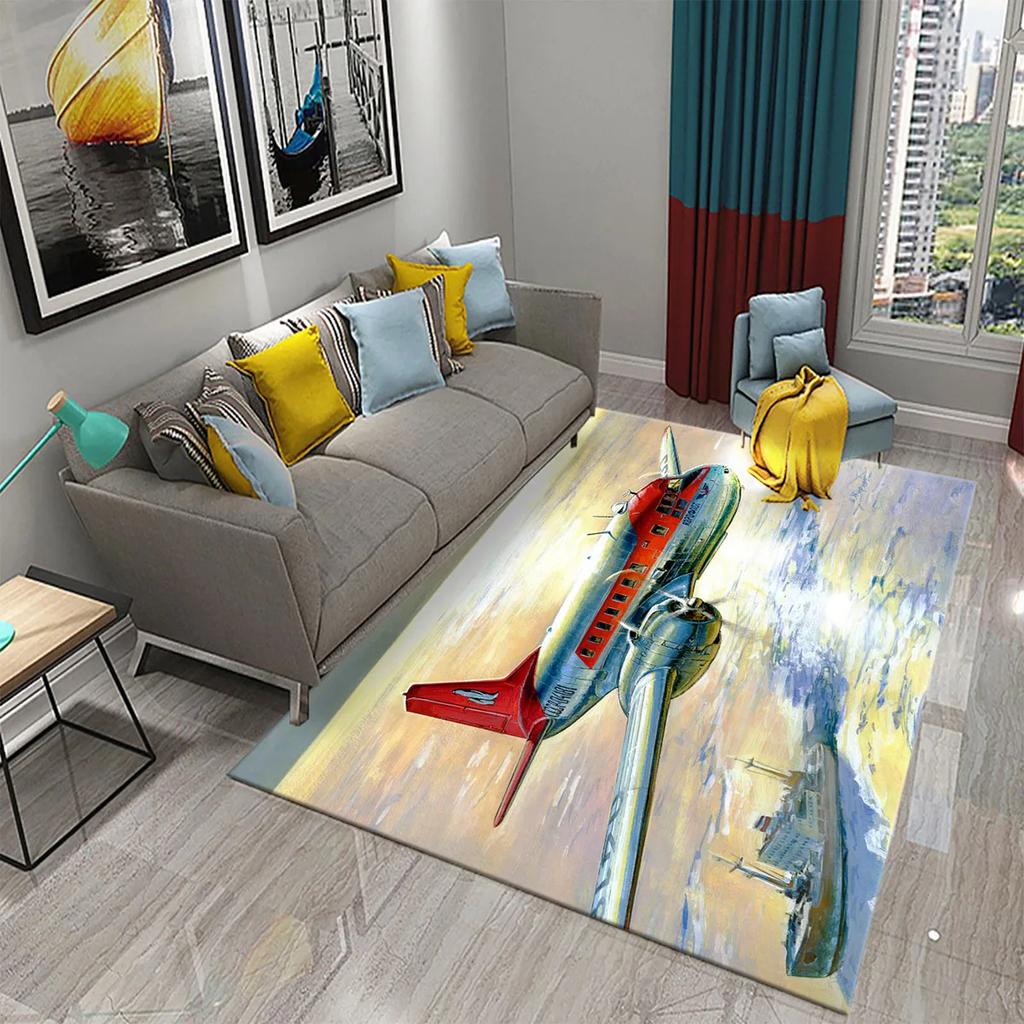 3D Красочный Ковер-картина маслом с самолетом для декора гостиной, спальни, коврики для ванной, кухни, нескользящий коврик для пола, ковры для домашнего декора
