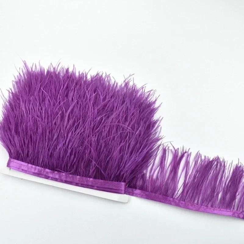 1Meters Leather Pink Ostrich Feathers Trim Trims Width 8-10cm Black Ostrich Feather Ribbon Clothing Wedding Feathers Decoration
