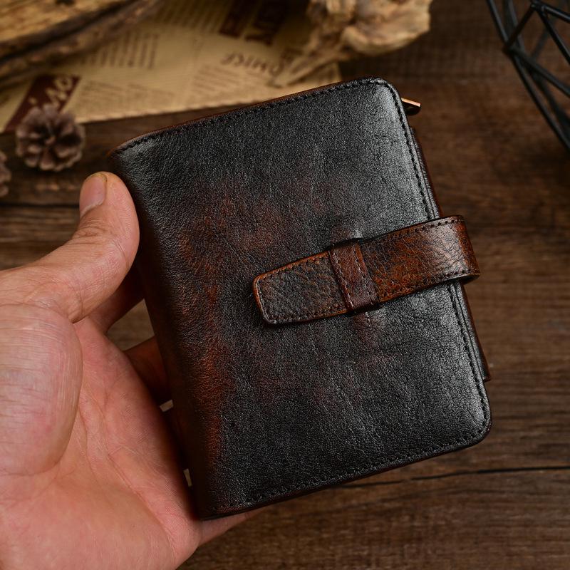 Мужской короткий кошелек из натуральной кожи в стиле ретро - европейский и американский стиль