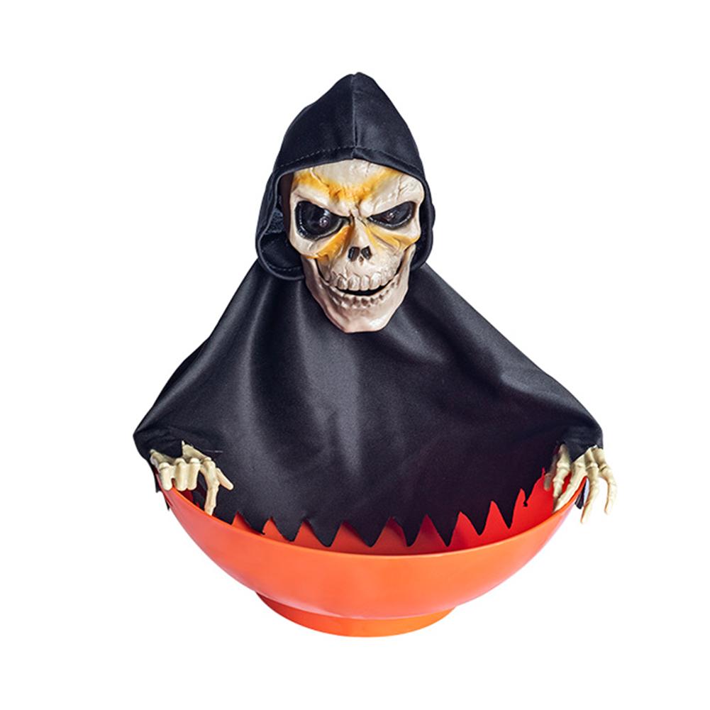 Хэллоуин Украшение Электрическая Конфетница в виде фрукта Светящаяся Сенсорная Качающаяся и Говорящая Электрическая Игрушка Скелет