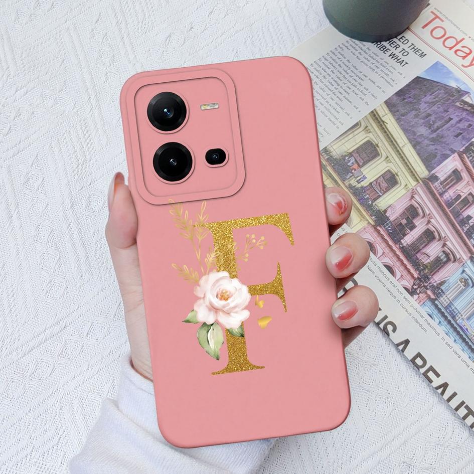 Чехол для телефона Vivo Z1X Z3X Z5X Z5i Z1 Pro Z1i Lite V9 Youth X50 Lite, модный противоударный чехол с цветочными буквами, жидкий силикон для бампера Vivo