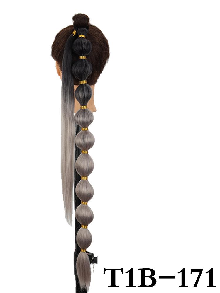 Synthetic Long Bubble Ponytail Extensions Soft and Elastic Puff Ponytail Wrap Around Hair Tie Straight Ponytail For Women Daily Use