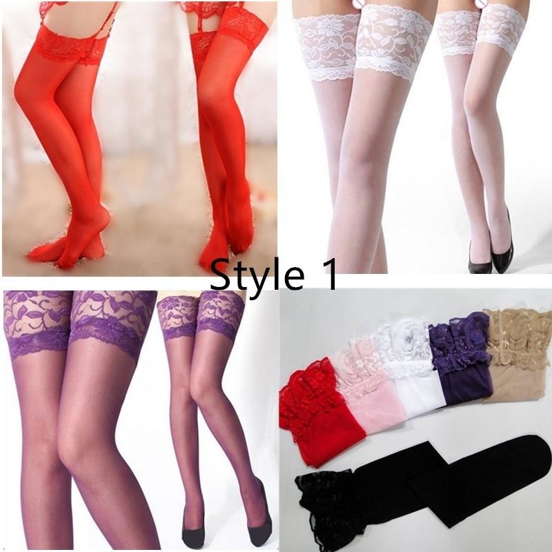 Новые сексуальные женские чулки выше колена, кружевные чулки, длинные гольфы