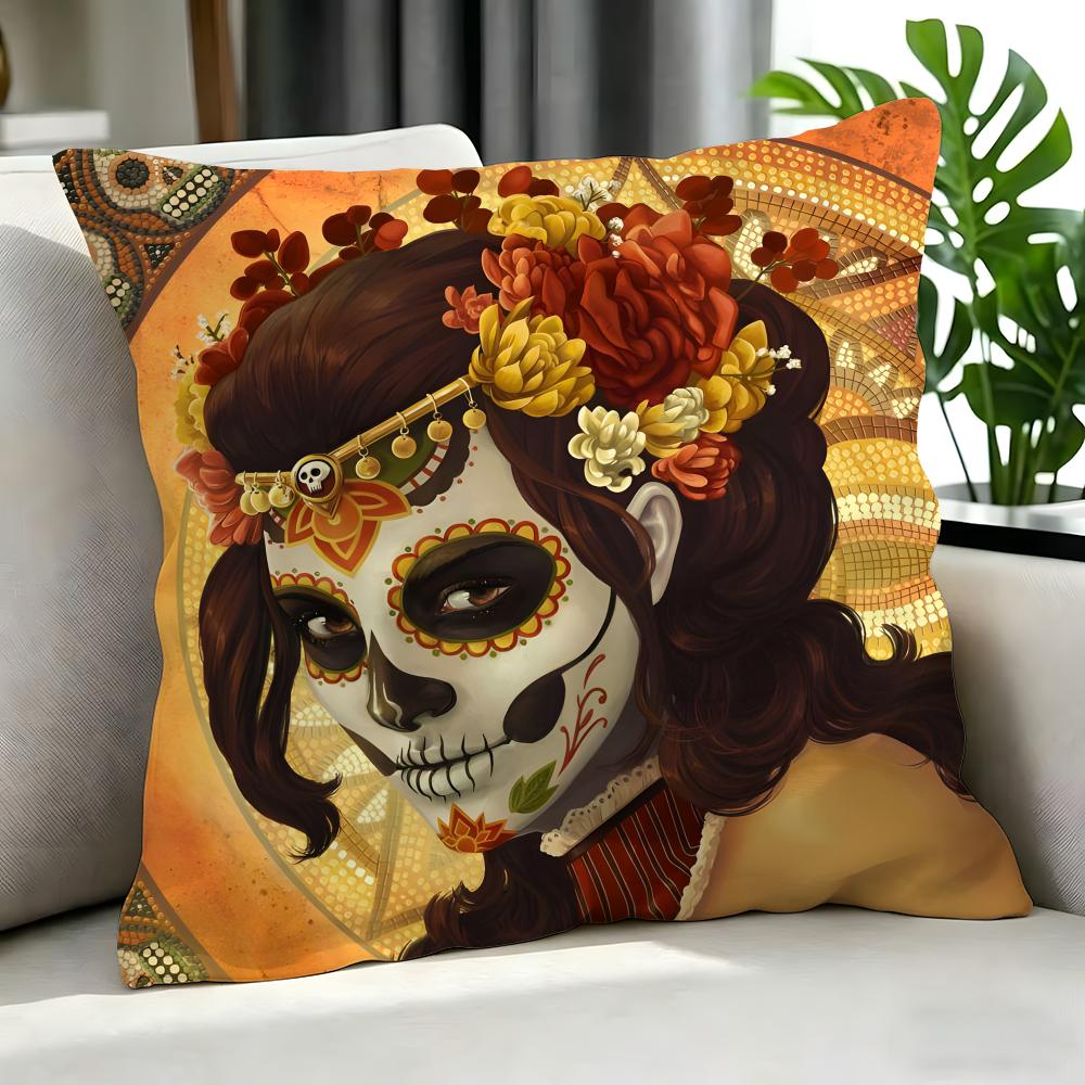 Art DDia De Muertos design arting Cushion Cover Cushion Cover Set Pcs x x x Pillowcase Decorative Sofa Home Decor