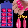 120pcs/box Glossy Light Pink False Nails Medium Almond Press on Nails False Acrylic Full Cover Fake Nail Tips Fingernail Decora