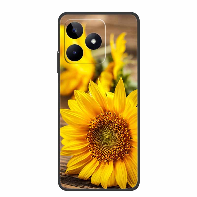 6.74" Чехол для Realme Note 50 Черный Силикон Мягкий ТПУ Чехлы для Телефона Задняя Крышка Для Realme Note 50 Чехол Note50 Защитный Coque Сумка